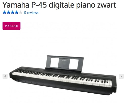Een afbeelding van de digitale piano Yamaha P-45
