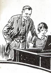 Een pianoleraar die een vrouw pianoles geeft
